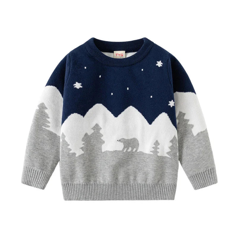 Pull de Noël unisexe pour enfant en coton et polyester à col rond