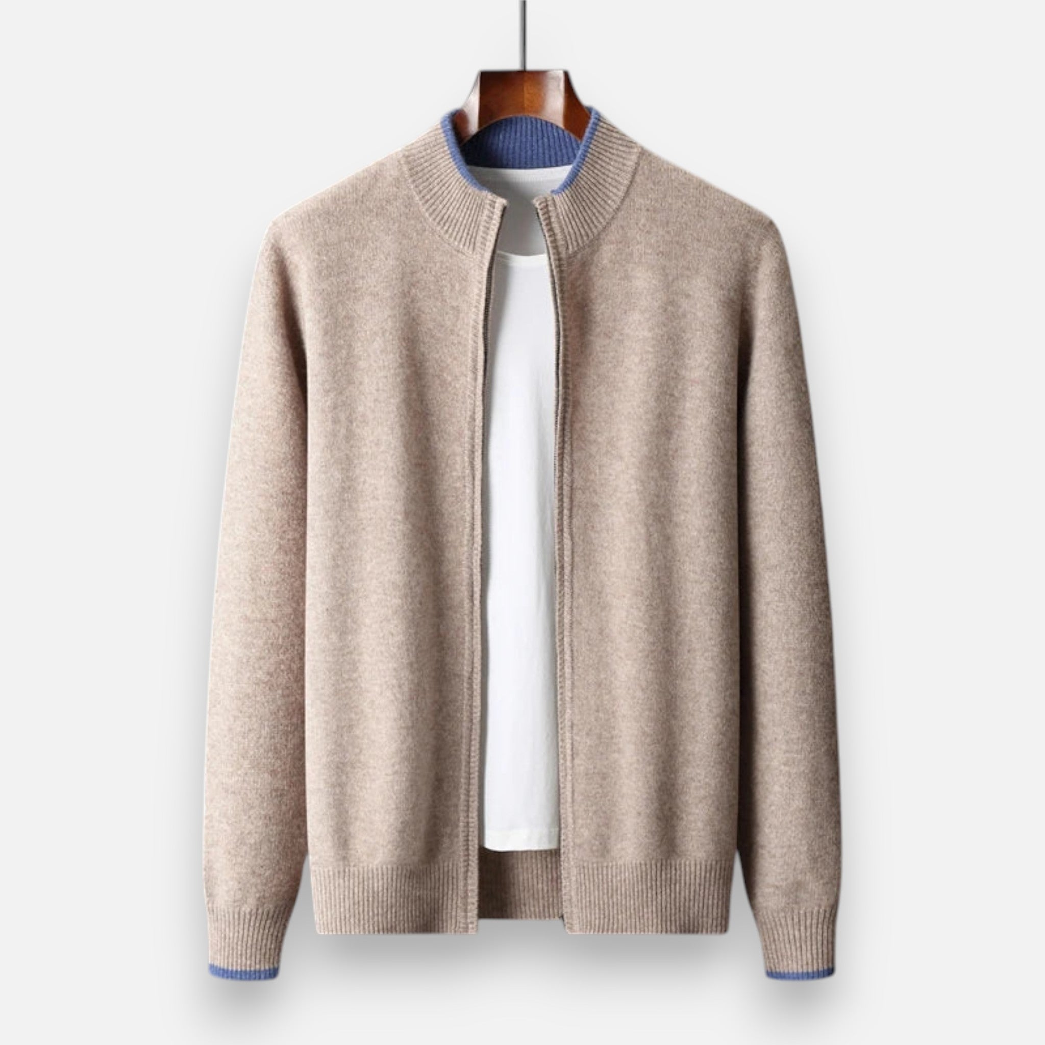 Cazadora Zip-Up Hombre en Cachemira Peinada Premium