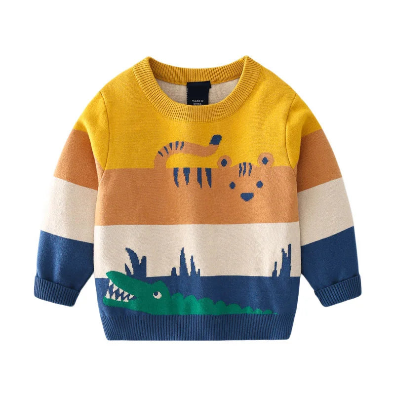 Pull de Noël unisexe pour enfant en coton et polyester à col rond