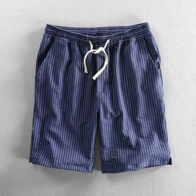 Pantalones cortos de algodón para hombre - corte holgado a rayas - casual verano