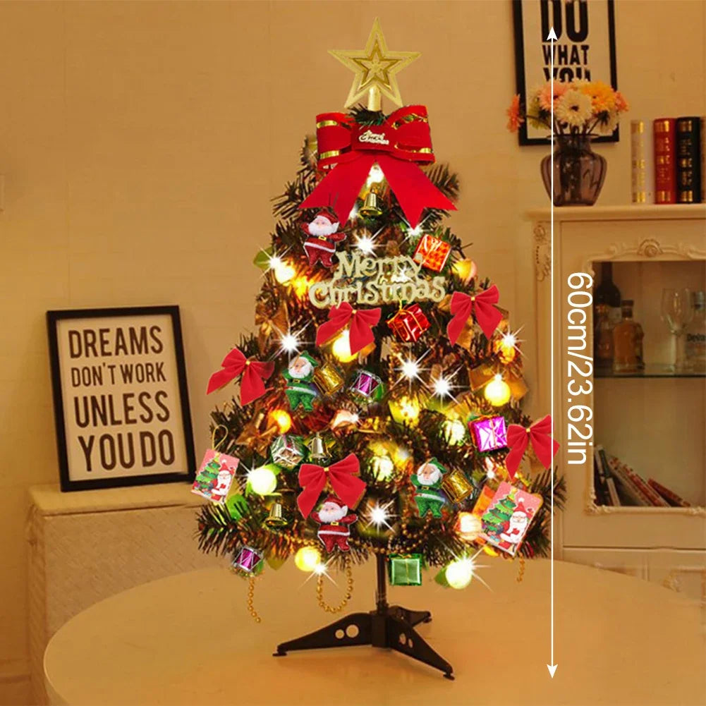 Dekorativní stolní stromek o výšce 50 cm s LED světýlky a sadou ozdob