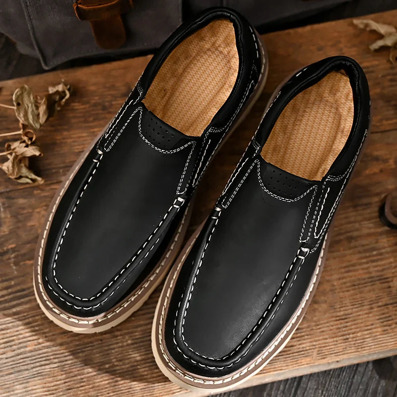 Mocassins de couro para homem — sola de borracha antiderrapante — trabalho