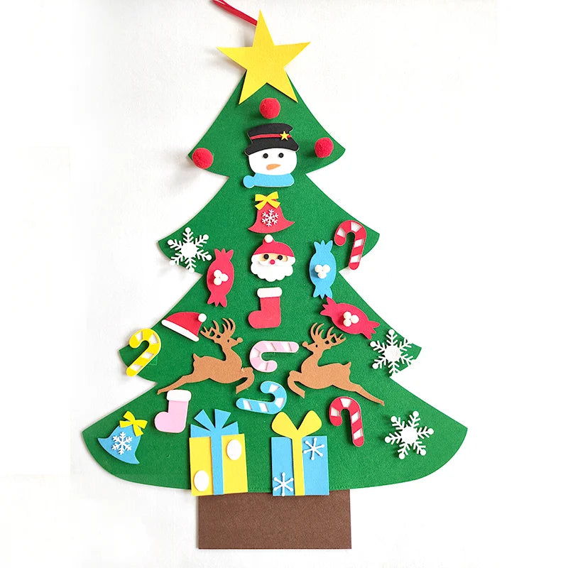 Arbre de Noël en feutre de 1 m pour loisirs créatifs des enfants avec 32 décorations