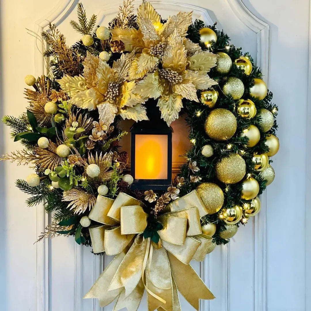 Corona de Navidad de 45 cm con Luces LED para Colgar en Puerta o Ventana