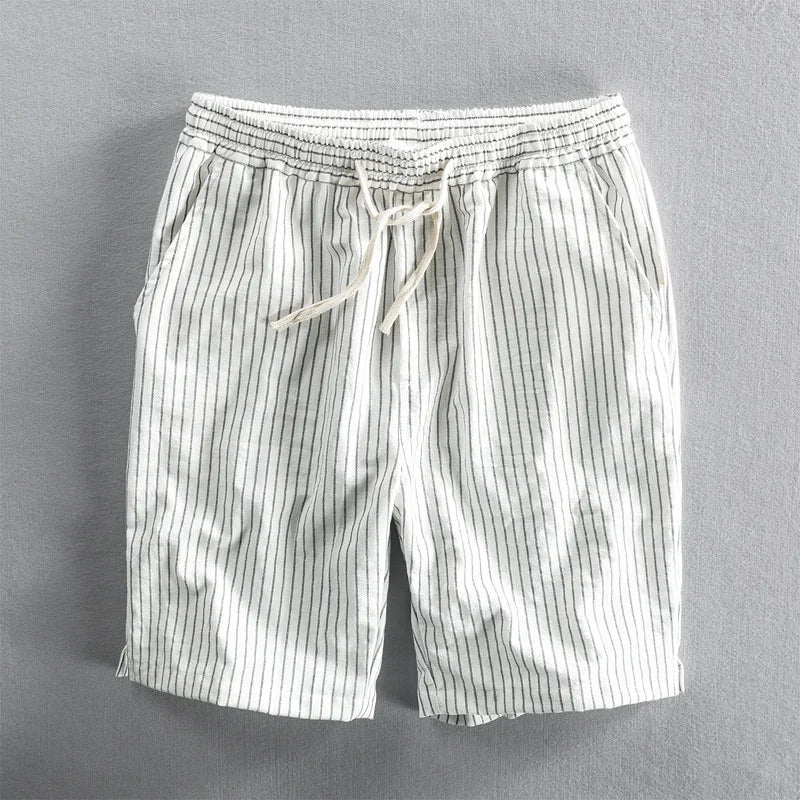 Pantalones cortos de algodón para hombre - corte holgado a rayas - casual verano