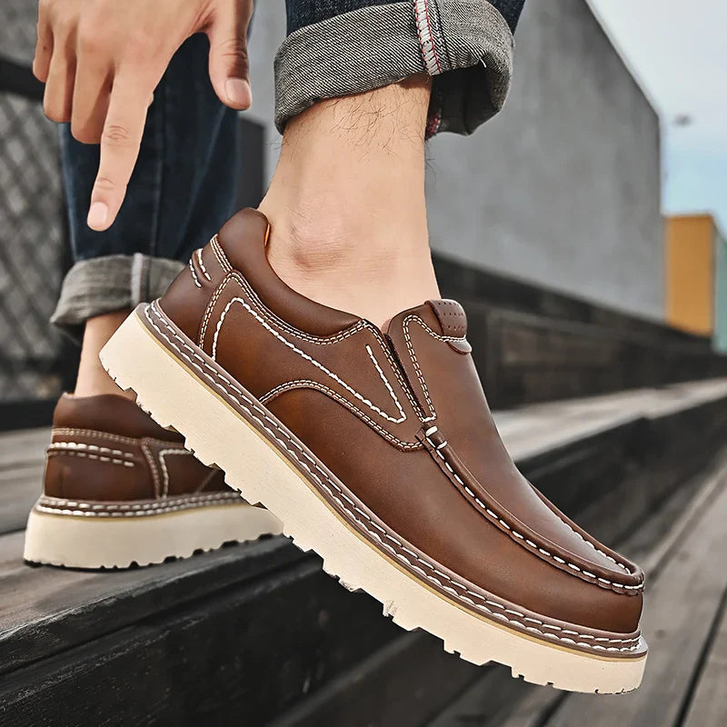 Mocassins de couro para homem — sola de borracha antiderrapante — trabalho