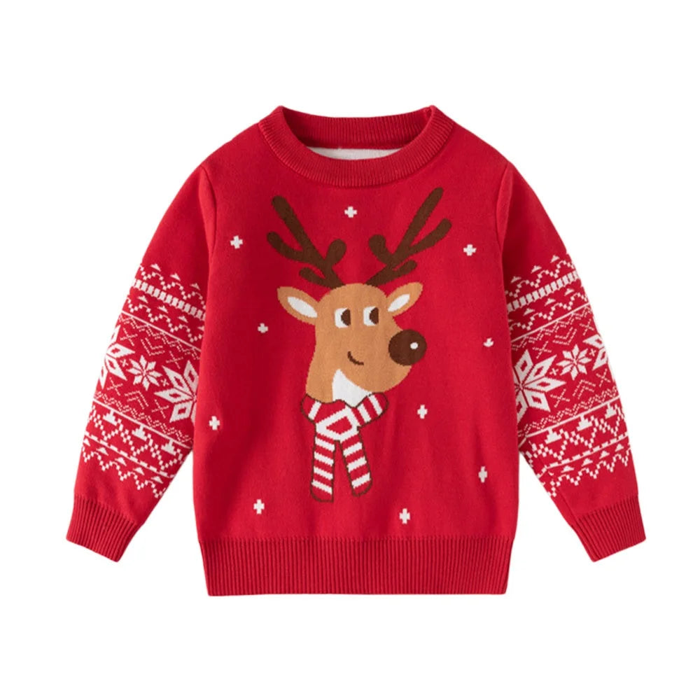 Pull de Noël unisexe pour enfant en coton et polyester à col rond