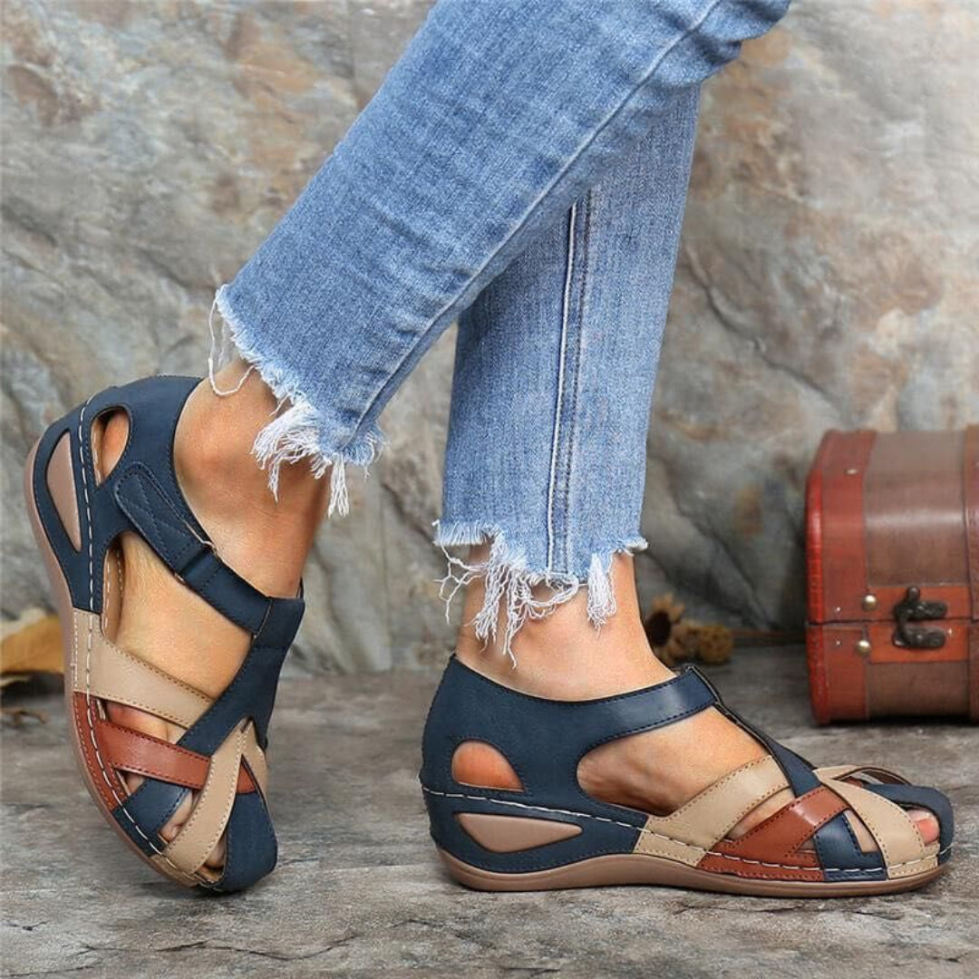 Sandalias de Cuero para Mujer con Diseño de Tiras Entrelazadas y Suela Flexible