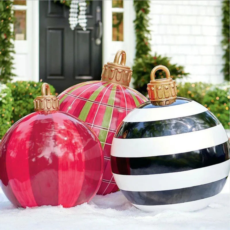 Boule de Noël gonflable géante de 60 cm pour extérieur, sans lumières