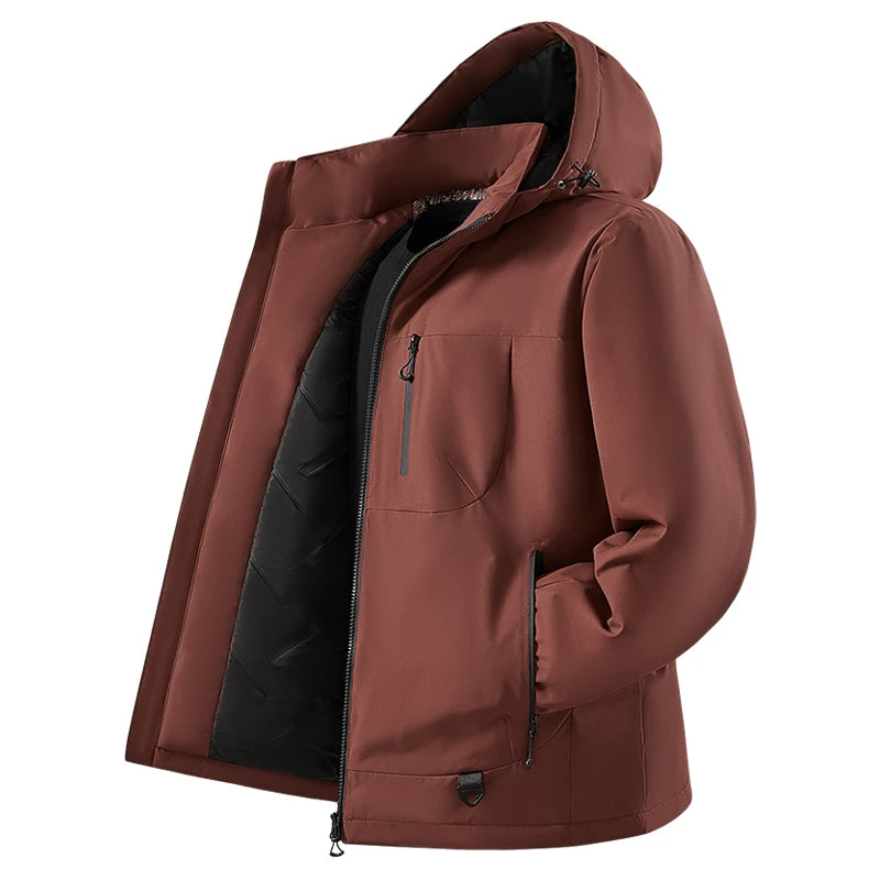 Chaqueta Cortavientos de Poliéster para Hombre con Forro de Grafeno y Capucha
