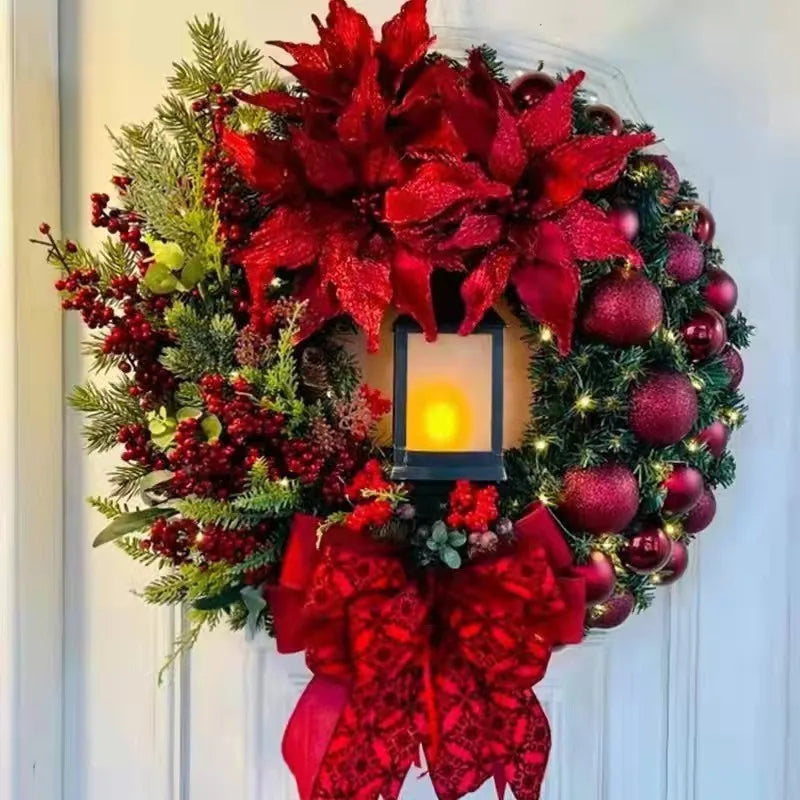 Corona de Navidad de 45 cm con Luces LED para Colgar en Puerta o Ventana