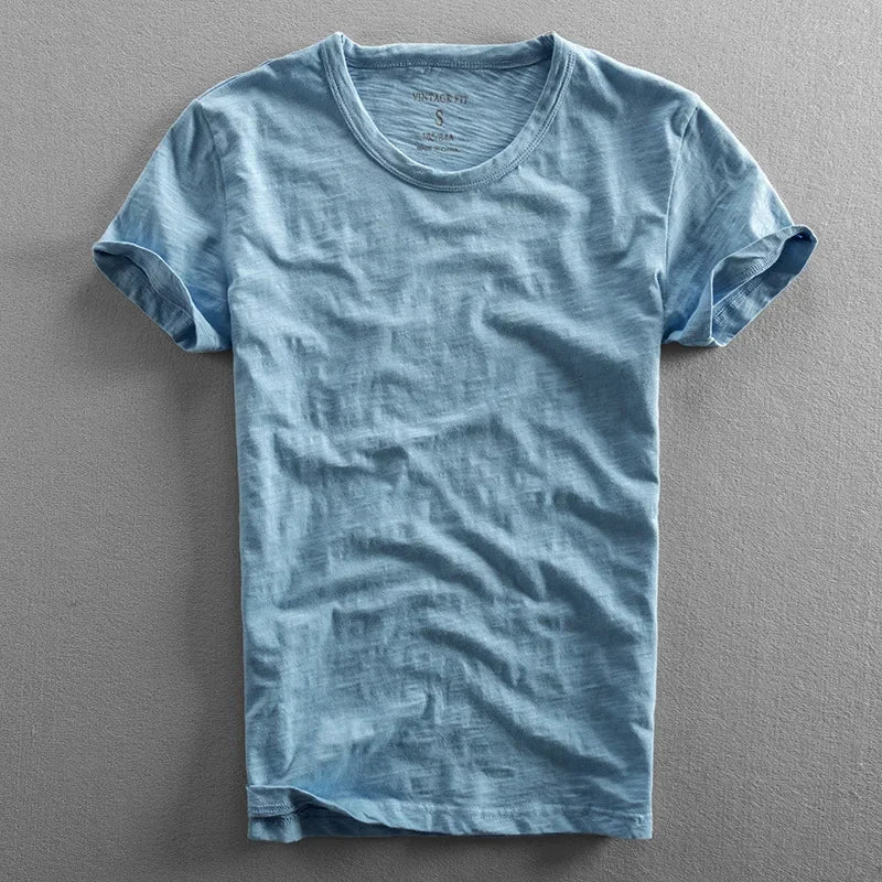 Camiseta de Algodón 100% para Hombre con Cuello Redondo y Manga Corta