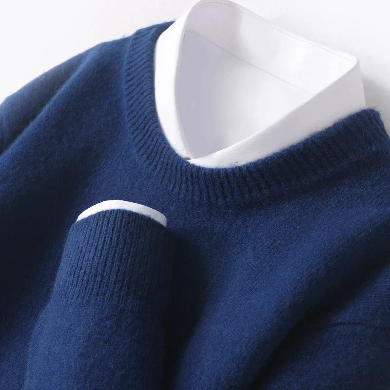 Jersey de Punto Fino para Hombre con Cuello Redondo y Ajuste Regular