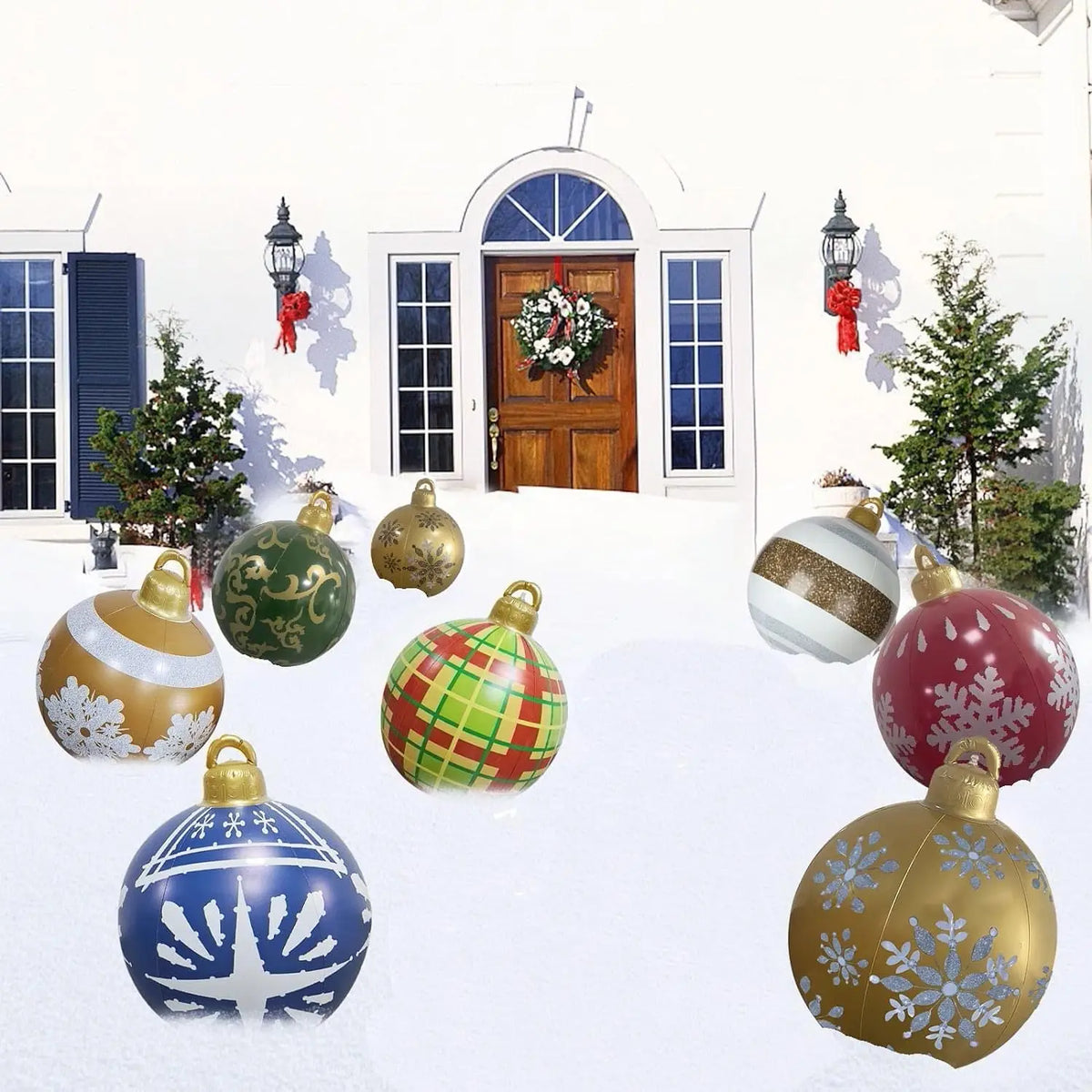 Boule de Noël gonflable géante de 60 cm pour extérieur, sans lumières