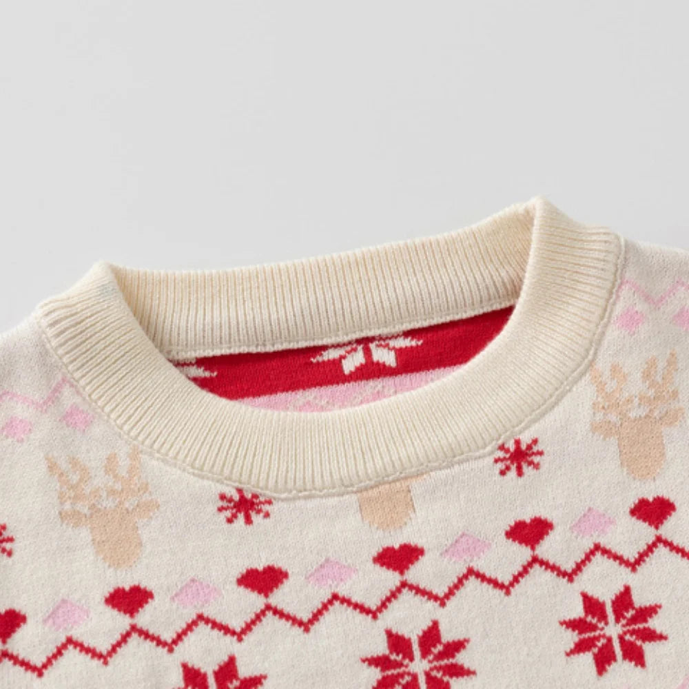 Pull de Noël unisexe pour enfant en coton et polyester à col rond