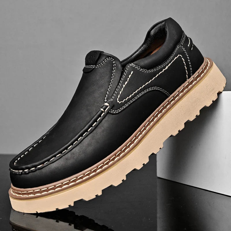 Mocasines de cuero hombre — suela de goma antideslizante — trabajo
