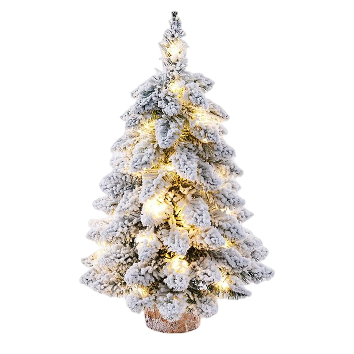 Árbol Decorativo de Mesa de 45 cm con Acabado Escarchado y Luces LED Opcionales