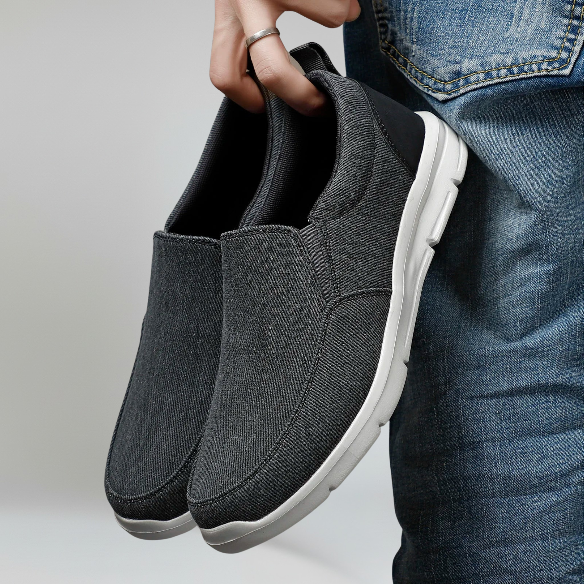 Mocasines de Lona para Hombre Estilo Slip-On con Suela de EVA Transpirable