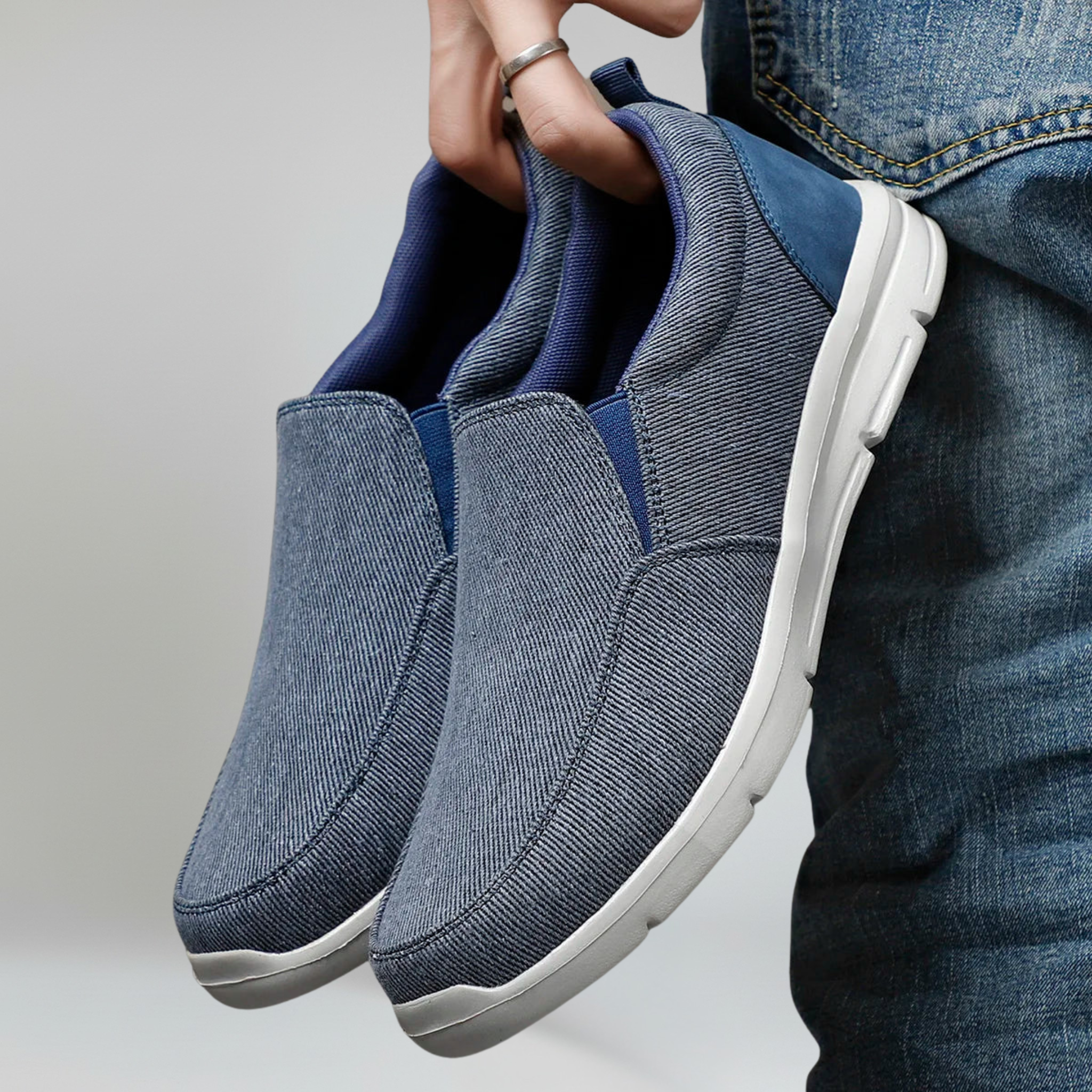 Mocasines de Lona para Hombre Estilo Slip-On con Suela de EVA Transpirable