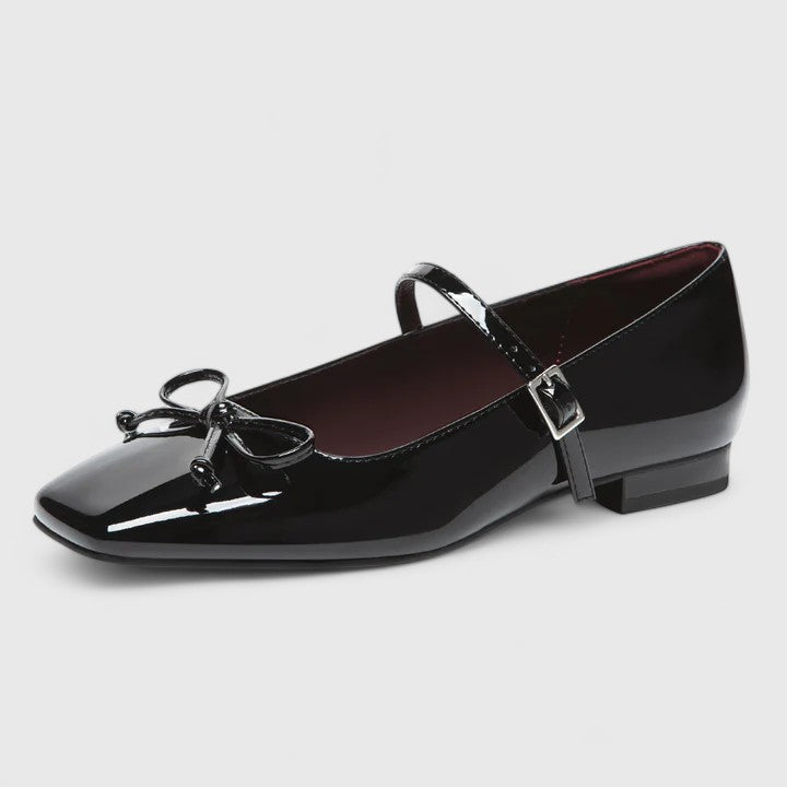 Zapatos Planos de Ballet con Punta Cuadrada y Lazo Mary Jane
