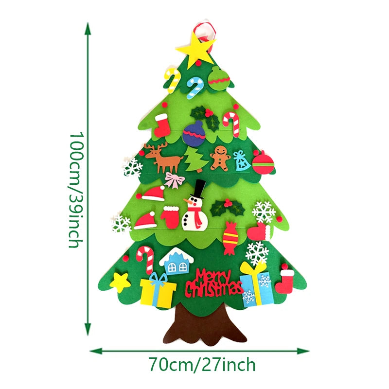 Arbre de Noël en feutre de 1 m pour loisirs créatifs des enfants avec 32 décorations