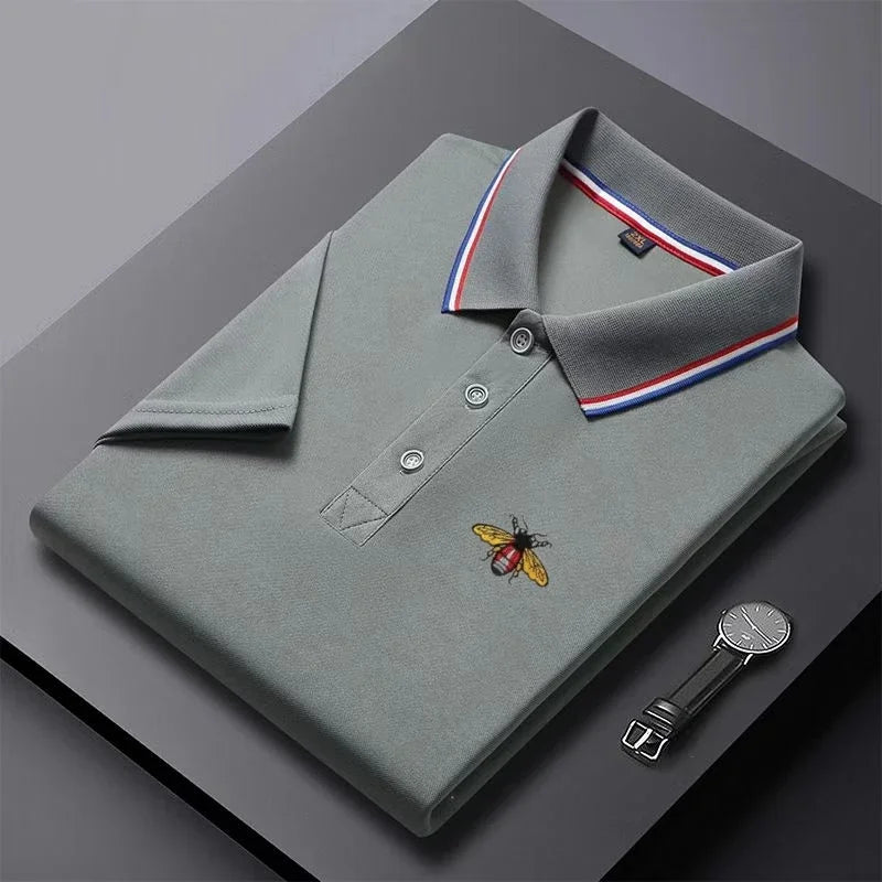 Polo de manga corta para hombre - bordado con botones - casual diario