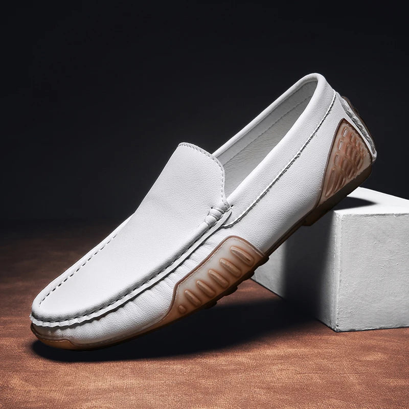 Mocasines de Cuero para Hombre con Suela de Goma Antideslizante y Diseño Slip-On