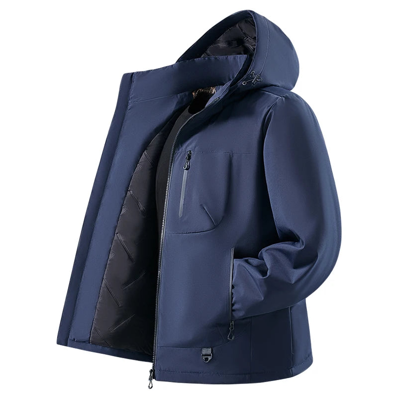 Chaqueta Cortavientos de Poliéster para Hombre con Forro de Grafeno y Capucha