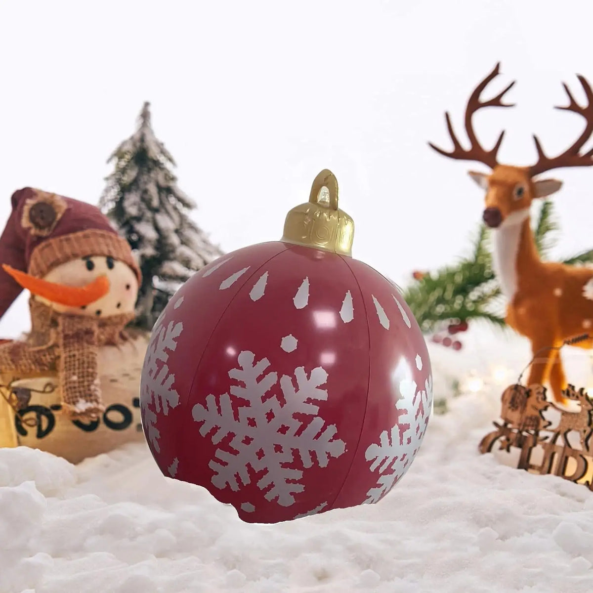 Boule de Noël gonflable géante de 60 cm pour extérieur, sans lumières