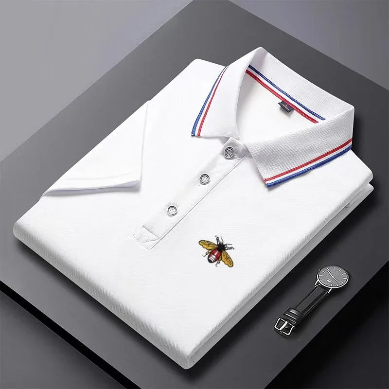 Polo de manga corta para hombre - bordado con botones - casual diario