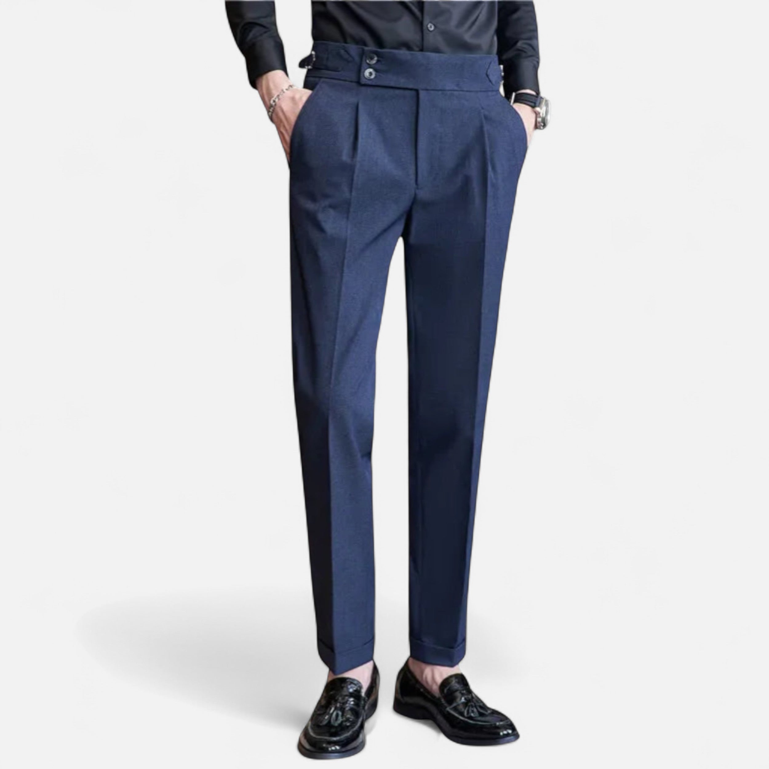 Pantalones Elegantes Hombre Estilo Inglés Ajuste Fino
