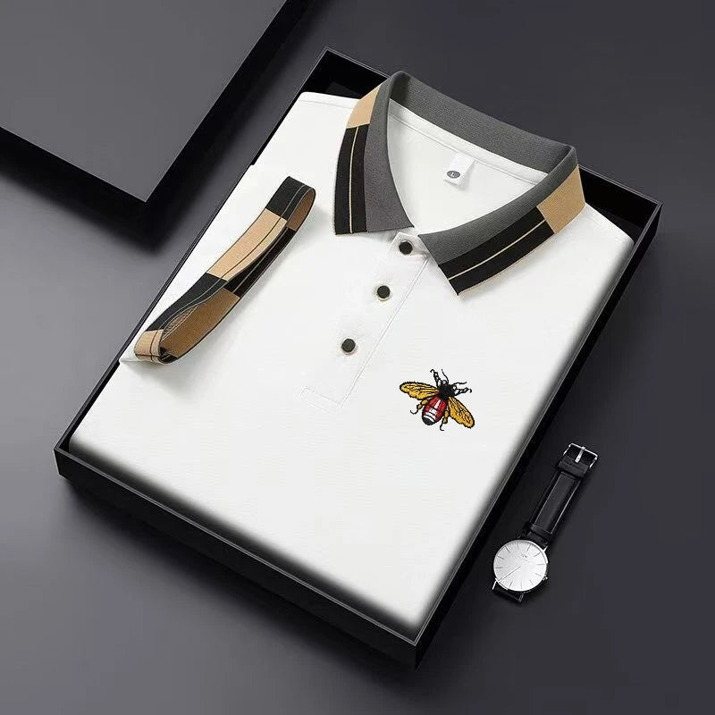 Polo de manga corta para hombre - cuello bordado con botones - casual exterior
