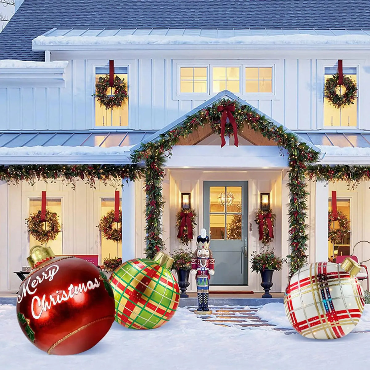 Boule de Noël gonflable géante de 60 cm pour extérieur, sans lumières