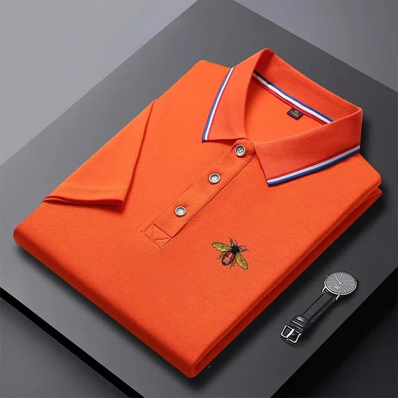 Polo de manga corta para hombre - bordado con botones - casual diario