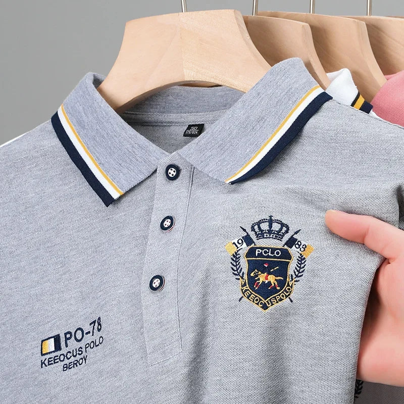 Polo de manga corta para hombre - mezcla de algodón con bordado - moda casual