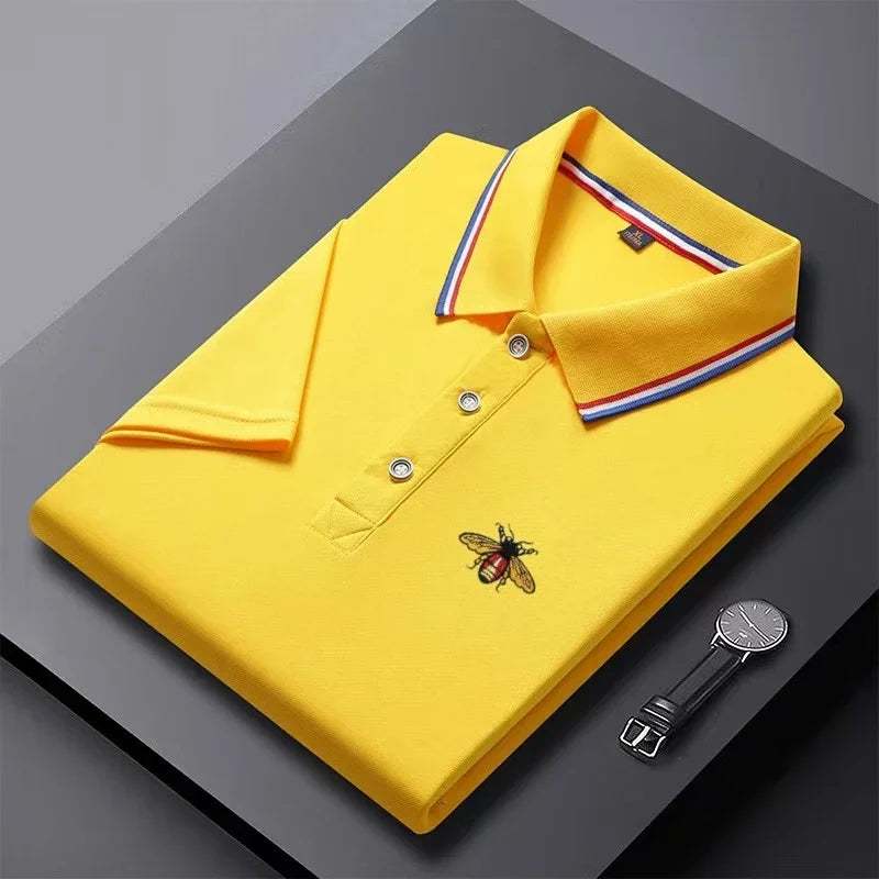 Polo de manga corta para hombre - bordado con botones - casual diario