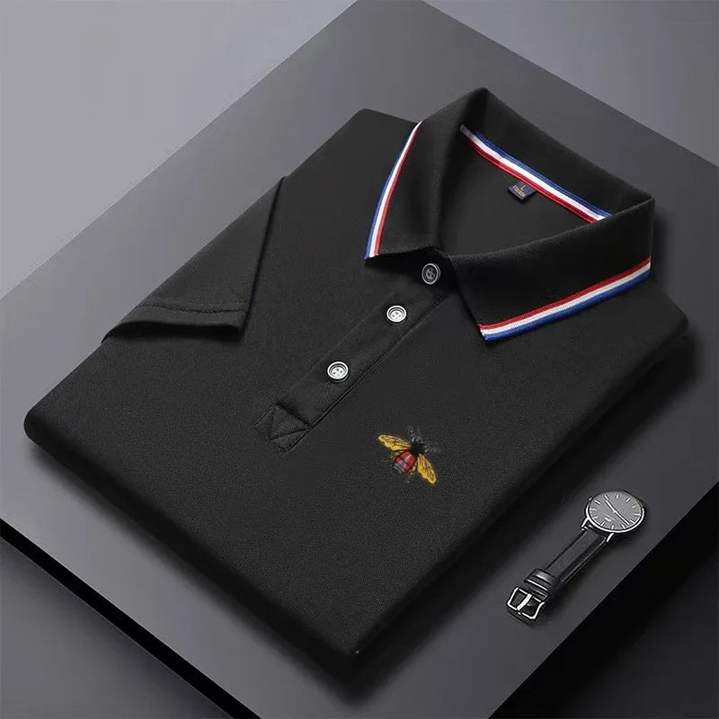 Polo de manga corta para hombre - bordado con botones - casual diario