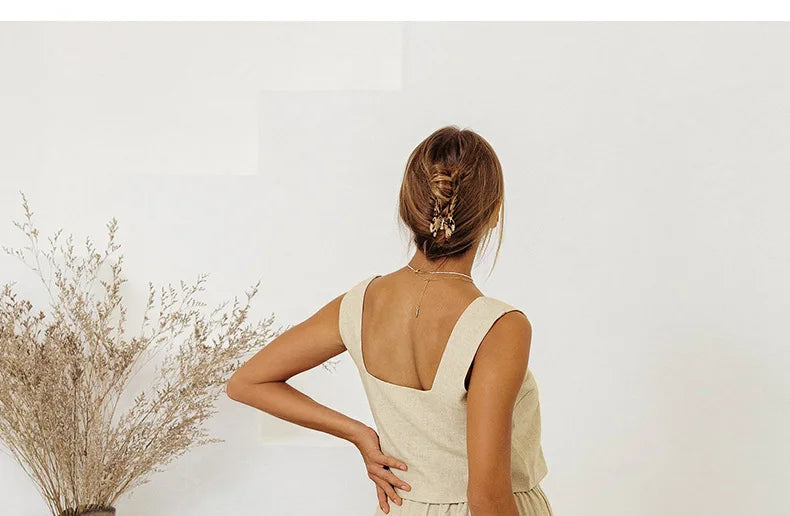 Pantalones de Lino para Mujer de Pierna Ancha con Cintura Elástica y Lazo
