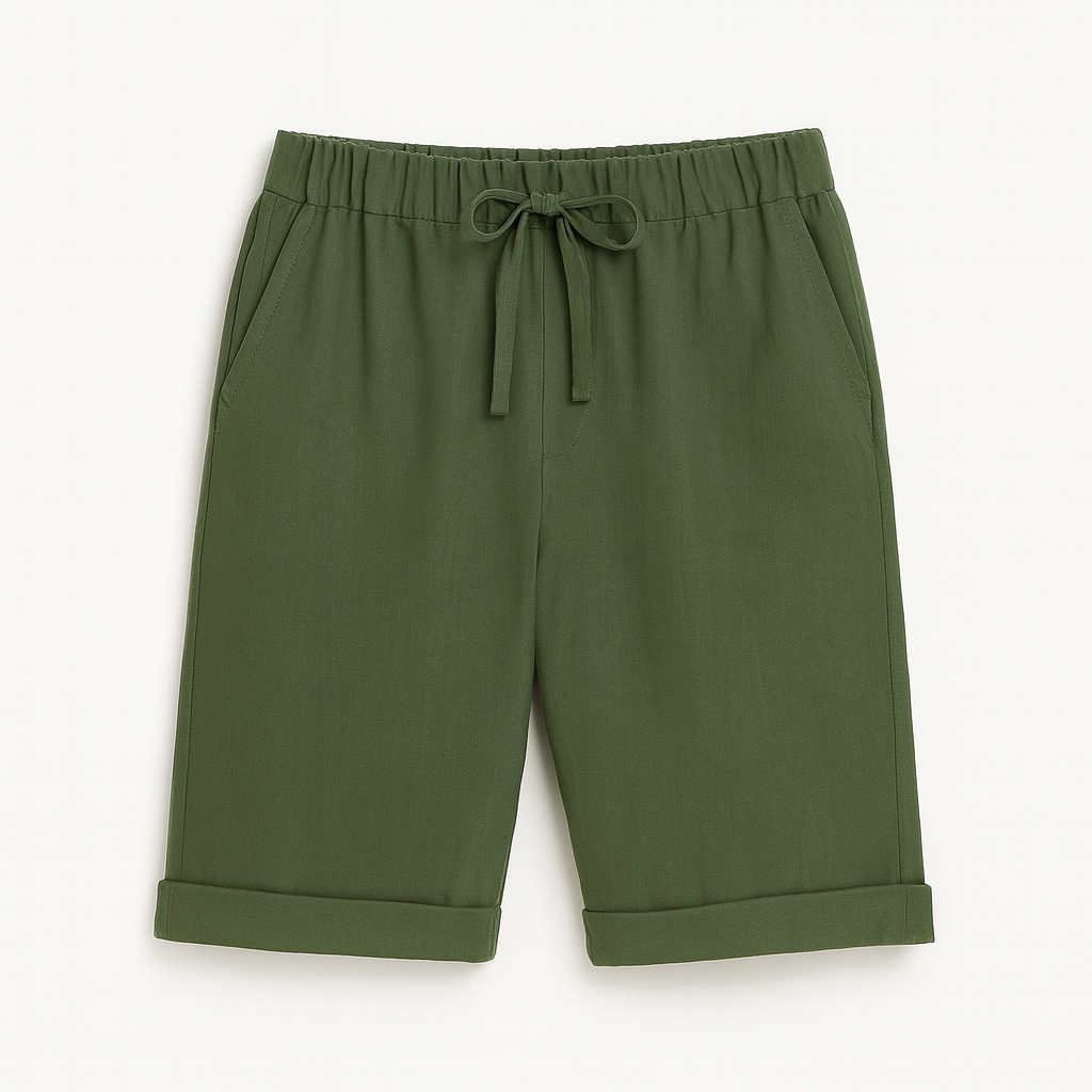Pantalones Capri para Mujer con Cintura Elástica y Dobladillo Enrollado