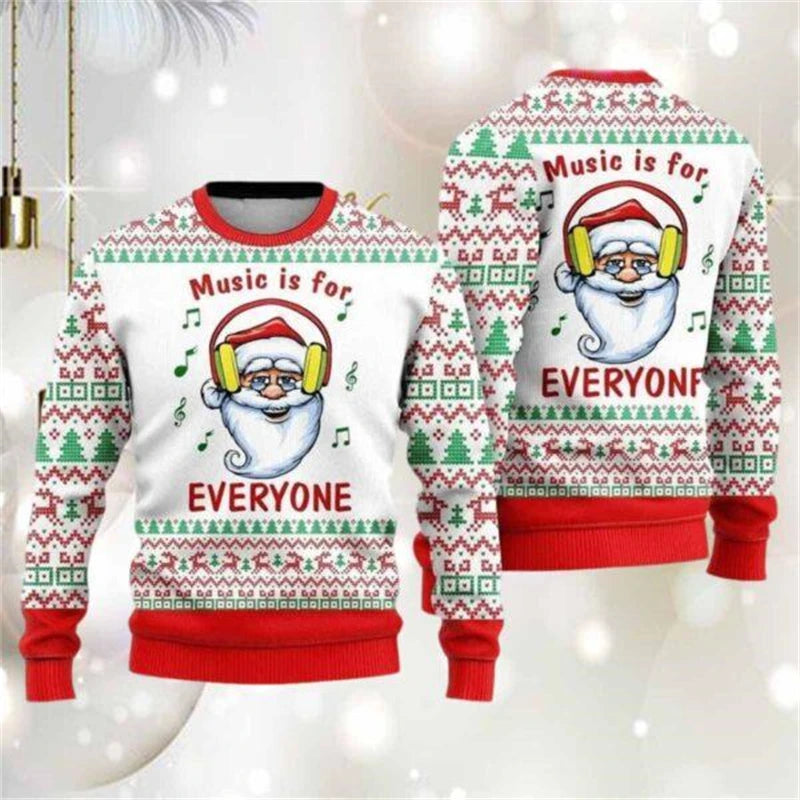 Men’s Oversized Crew Neck Sweatshirt with 3D Print and Long Sleeves