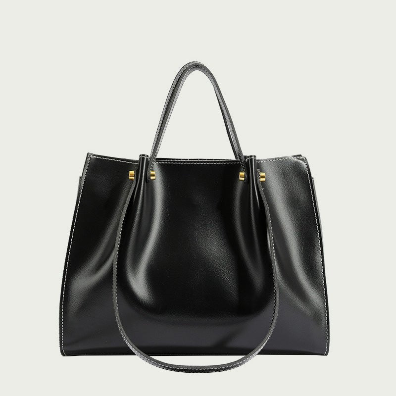 Bolso Tote de Hombro en Cuero Vegano con Cierre de Cremallera para Mujer