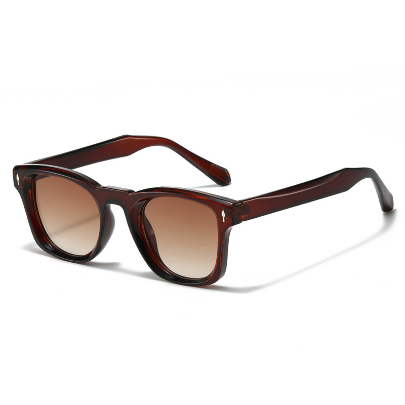 Óculos de Sol Quadrados Retro com Rebites e Lentes Degradadas Proteção UV400 Unissexo