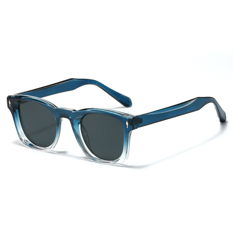 Óculos de Sol Quadrados Retro com Rebites e Lentes Degradadas Proteção UV400 Unissexo