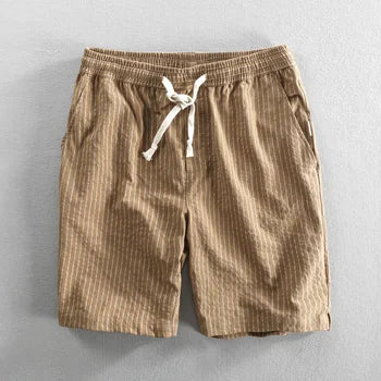Pantalones cortos de algodón para hombre - corte holgado a rayas - casual verano