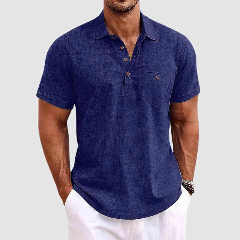 Polo de hombre manga corta con bolsillo y corte moderno — diario