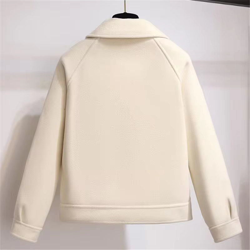 Chaqueta de Mezcla de Lana con Botones y Cuello Camisero para Mujer