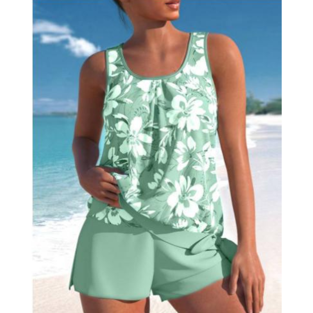 Conjunto de Tankini de Playa para Mujer con Top sin Mangas y Pantalones Cortos