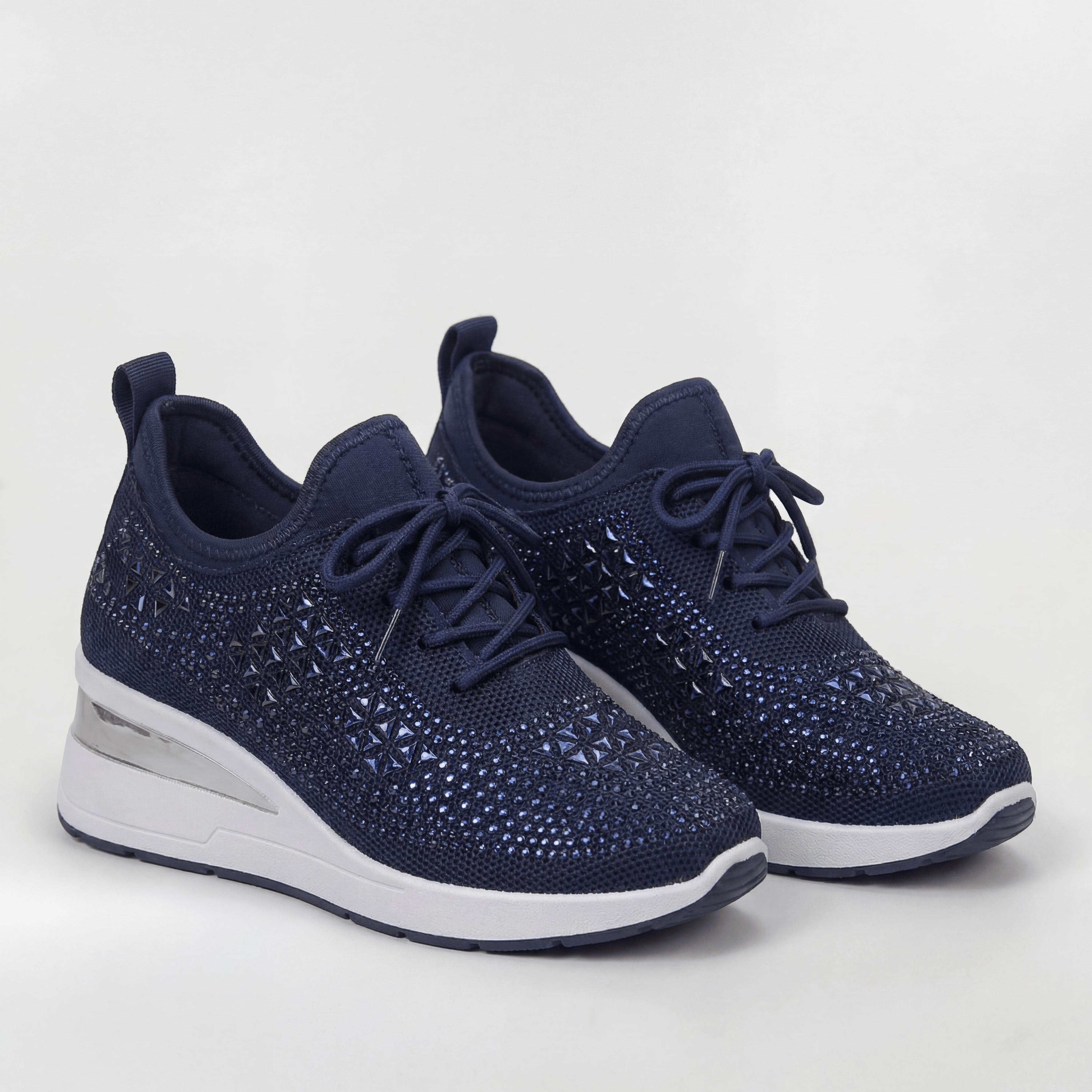 Zapatillas con Cuña y Brillantines para Mujer Deportivas de Plataforma