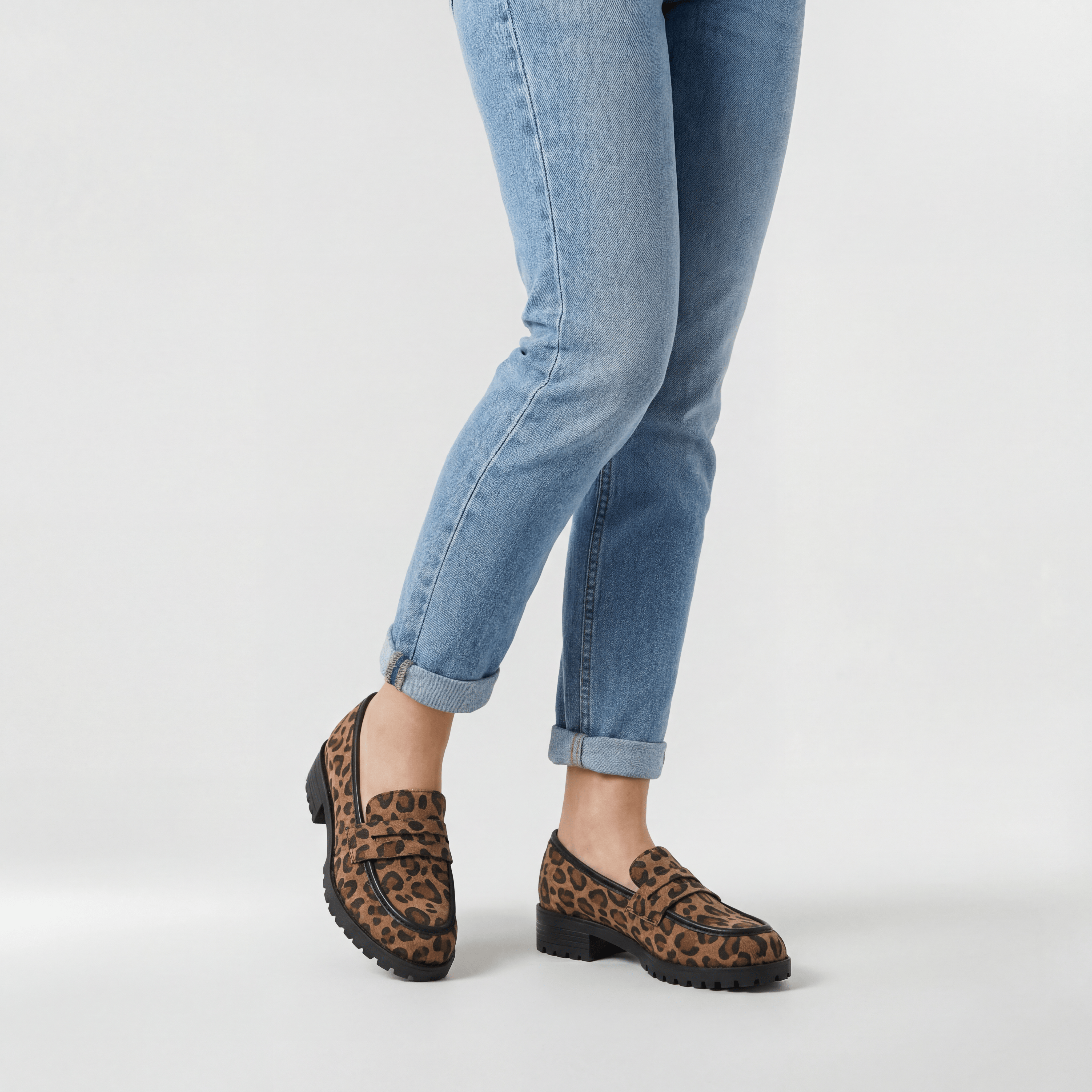 Mocasines de Leopardo para Mujer Zapatos Planos con Suela de Goma Dentada