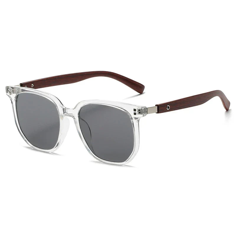Óculos de Sol Quadrados de Madeira Retro Proteção UV400 Armação Grande para Homem